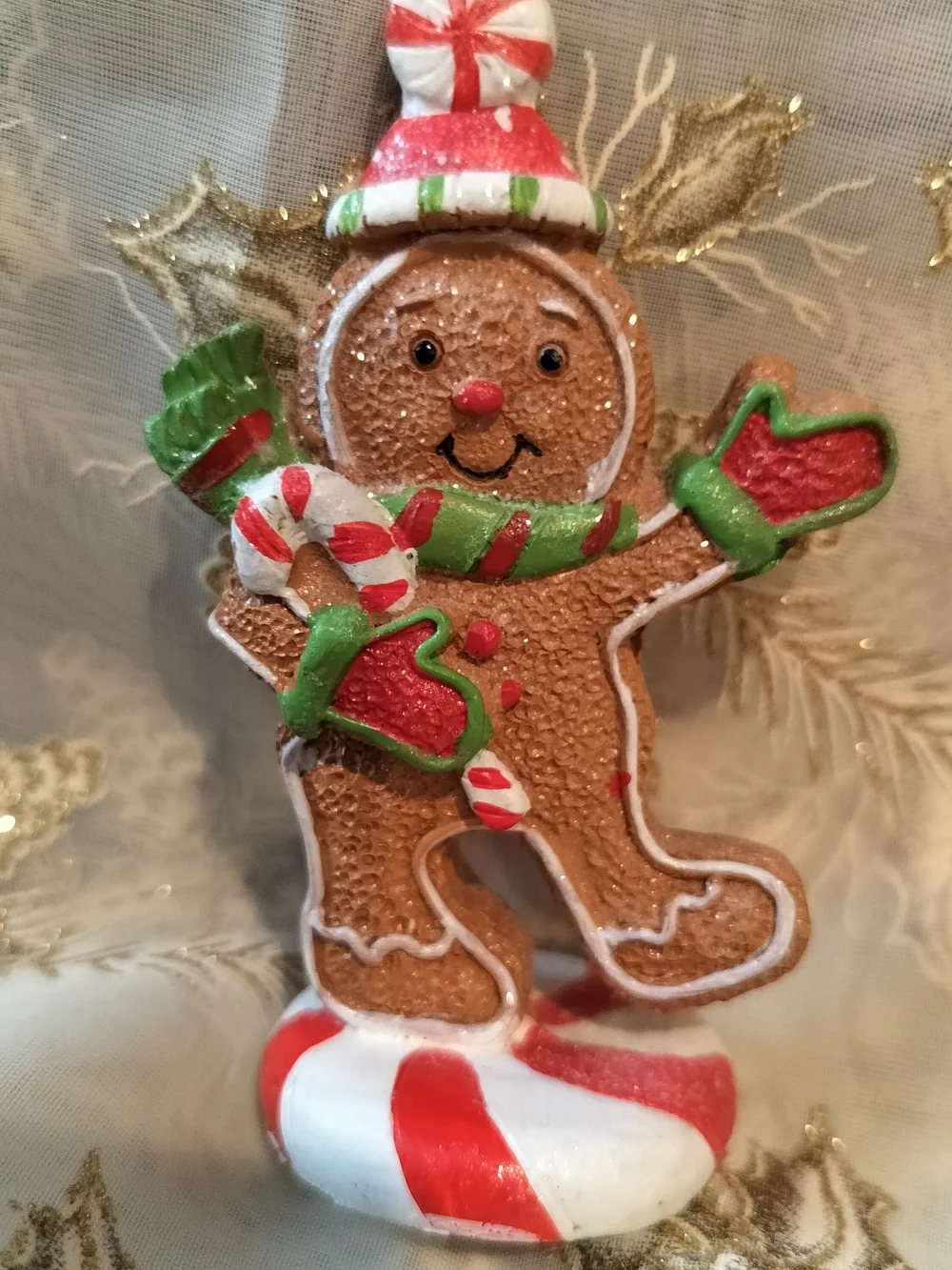 Festive Gingerbread Man Holiday Photo/Note/Place Card Holder - Red, Green, White
